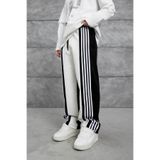 NOMARC Erkek Eşofman Altı Nmrc Çizgili Altı Siyah Oversize Baggy Bol Kalıp 3 İplik Şardonsuz