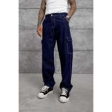 NOMARC Erkek Jean Pantolon Kp Koyu Lacivert Baggy Kargo Cepli