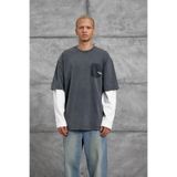NOMARC Erkek Sweatshirt BORN TO STAND YAZILI Füme Oversize Bisiklet Yaka 3 İplik Şardonsuz