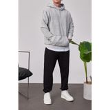 NOMARC Erkek Sweatshirt Yıkamalı Gri Oversize Kapüşonlu 3 İplik Şardonsuz