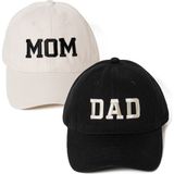 Nome Studio Nakışlı Açık Bej Siyah Mom Dad Anne Baba Şapka 2li Paket Yıkamalı Kumaşlı ve Yazı Nakışlı Şapka Pamuklu Siperlikli Ayarlı Şapka Günlük Tarz Eğlenceli Kep - Standart - Açık Bej - Siyah