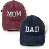 Nome Studio Nakışlı Bordo Mavi Mom Dad Anne Baba Şapka 2li Paket Yıkamalı Kumaşlı ve Yazı Nakışlı Şapka Pamuklu Siperlikli Ayarlı Şapka Günlük Tarz Eğlenceli Kep - Standart - Bordo - Mavi