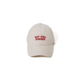 Nome Studio Nakışlı Şapka Bej Kumaş Üzeri Kırmızı Nakışlı Pamuklu Ekru Unisex Vintage Bej Şapka Ayarlamalı