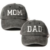 Nome Studio Nakışlı Şapka Mom Dad Anne Baba Şapka 2li Paket Yıkamalı Kumaşlı ve Yazı Nakışlı Şapka Pamuklu Siperlikli Ayarlı Şapka Günlük Tarz Eğlenceli Kep - Standart - Antrasit