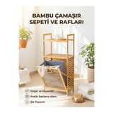 Nomikase Iki Raflı Çok Amaçlı Bambu Çamaşır Sepeti - Organizer ve Düzenleyici, Dayan - Seçenek 1 - Siyah