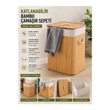 Nomikase Katlanabilir Kare Bambu Çamaşır Sepeti - Seçenek 1 - Siyah