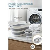Nomikase Tasarruflu 2'li Katlanabilir Banyo Seti - Çamaşır ve Maşrapa - Seçenek 1 - Siyah