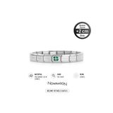 NOMİNATİON Italy Composable 925 Ayar Gümüş zirkon taşlı yeşil yonca ve Çelik Bileklik Silver
