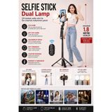 Nomker iPhone 17 Pro Uyumlu LED Işıklı Bluetooth Selfie Çubuğu & Tripod Bluetooth Uzaktan Kumandalı Katlanabilir Tripod