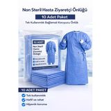Non Steril Hasta Ziyaretçi Önlüğü 10 Adet – Tek Kullanımlık Bağlamalı Koruyucu Önlük