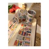 NONA Kırtasiye Temalı Dekoratif Washi Tape Seti -4’lü Şerit Bant Seti- 6x100 cm - Bullet Journal -Scrapbooking