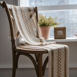 Nona Mino Organik Pamuk Dantel Runner Kilimli Desen 150X35 - 35 x 150 cm - Kahve