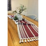 Nona Mino Pamuklu Şal Motif Dantel Örgü Runner 35X150 - 35 x 150 cm - Bordo