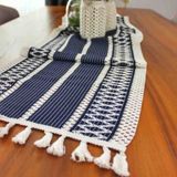 Nona Mino Pamuklu Şal Motif Dantel Örgü Runner 35X150 - 35 x 150 cm - Lacivert