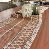 Nona Mino Pamuklu Şal Motif Dantel Örgü Runner 35X150 - 35 x 150 cm - Sütlü Kahve
