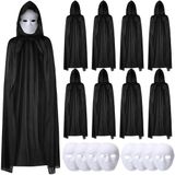 Noname 120 Cm Siyah Kapüşonlu Pelerin Boyanabilir Karton Maske 8’Li Set