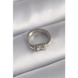 Noname 316L Çelik Gümüş Renk Kare Zirkon Taşlı Tragus Piercing