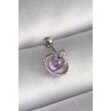 Noname 316L Çelik Gümüş Renk Mor Mineli Zirkon Taş Detay Tragus Piercing