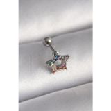 Noname 316L Çelik Gümüş Renk Renkli Zirkon Taşlı Yıldız Model Tragus Piercing Tj-Pr1355