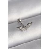 Noname 316L Çelik Gümüş Renk Zirkon Taş Detay Kanat Model Tragus Piercing