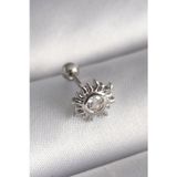 Noname 316L Çelik Gümüş Renk Zirkon Taşlı Güneş Tragus Piercing