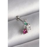 Noname 316L Çelik Gümüş Renk Zirkon Taşlı Tragus Piercing Tj-Pr1227