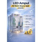 Noname Led Ampul 10 Watt Beyaz Işık 6500K Yüksek Aydınlatma E27 Duy Tasarruflu 6 Adet
