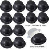 Noname Siyah Renk Simli Melon Yuvarlak Parti Şapkası 12 Adet