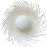 Noname Tropikal Parti Beyaz Hasır Hawaii Şapkası 13X36 Cm