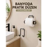 Noname Vidasız Banyo Seti Yapışkanlı Tuvalet Kağıdı Tutucu Havlu Askısı 2’Li Set