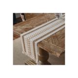 nonamino Organik Pamuk Dantel Runner Kilimli Desen MARİKA 150x35 (EKRU KHVE)