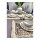 nonamino Pamuk Şal Motif Dantel Örgü Amerikan Servis Supla Seti KİLİM DESEN 35x45 6 Adet (STLÜ KHVE)