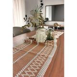 nonamino Pamuklu Şal Motif Dantel Örgü Kilim desen Runner 35x150 ( SĞN KAHVE)
