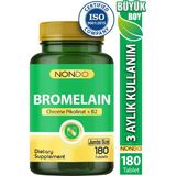 Nondo Bromelain 750 Mg 180 Tablet (Jumbo Boy 3 Aylık Kullanım Bromelian Krom Pikolinat, B2 Vitamini)