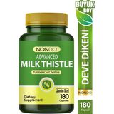 Nondo Milk Thistle 180 Kapsül Jumbo Boy Deve Dikeni Enginar Slibin Kolin Zerdeçal 3 Aylık Kullanım Ekonomik Şişe - Aromasız