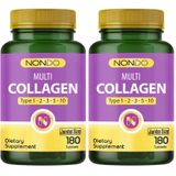 Nondo Multi Kolajen 180 Tablet (jumbo Boy 5 Çeşit Kolajen Tip 1-2-3-5-10 Hyalüronik Asit Çinko) (2 paketi)