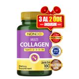 Nondo Multi Kolajen 180 Tablet (jumbo Boy 5 Çeşit Kolajen Tip 1-2-3-5-10 Hyalüronik Asit Çinko )