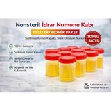 Nonsteril İdrar Numune Kabı 100 Ml Sızdırmaz Kapaklı Steril Olmayan Numune Kabı Laboratuvar Kullanım 10 Adet