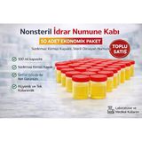 Nonsteril İdrar Numune Kabı 100 Ml Sızdırmaz Kapaklı Steril Olmayan Numune Kabı Laboratuvar Kullanım 50 Adet