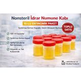 Nonsteril Idrar Numune Kabı 100 ml Sızdırmaz Kapaklı Steril Olmayan Numune Kabı Laboratuvar ve Medikal Kullanım 10 Adet