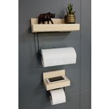 NONYA Dekoratif Ahşap Wc Kağıtlık Metal Tuvalet Kağıt Ahşap Tuvalet Kağıdı Askısı Ahşap Banyo Duvarraf 2li