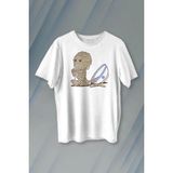 Noodle Mummy Mumya Totem Komik Baskılı Tişört Unisex T-Shirt - Beyaz - XL