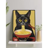 Noodle Noir, Makarna Kedi Pop Art Çerçeveli Tablo - Çerçeveli Poster