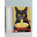 Noodle Noir, Makarna Kedi Pop Art Kanvas Tablo - Tuval Tablo
