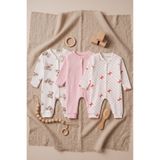Noone 3'lü Kız Bebek Fitilli Tulum Seti Ayıcıklı Fiyonklu Çıtçıtlı Kaşkorse Pijama (79 Karakter)