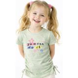 Noone Kız Çocuk "you Can Do It" Baskılı Büzgülü Detay T-Shirt | 5 Renk Seçeneği - Mint - 7 Yaş