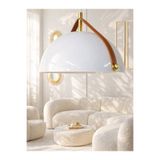 Noonlux Design & Lighting Mull Deri Detaylı Beyaz-Beyaz Kontrast Dikiş Oturma Odası Yemek Masası Salon Yatak Odası