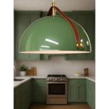 Noonlux Design & Lighting Mull Deri Detaylı Reseda Yeşili-Beyaz Kontrast Dikiş Oturma Odası Yemek Masası Salon Yatak Odası