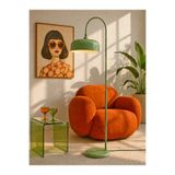 NOONLUX DESIGN&LIGHTING Bolton Reseda Yeşili Lambader İç Kısmı Beyaz Oturma Odası Salon Yatak Odası Kitap