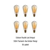 NOONLUX DESIGN&LIGHTING Noonlux Edison Rustik Ampul 6lı Paket Amber Rengi